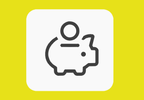 An icon graphic showing a piggy bank money box