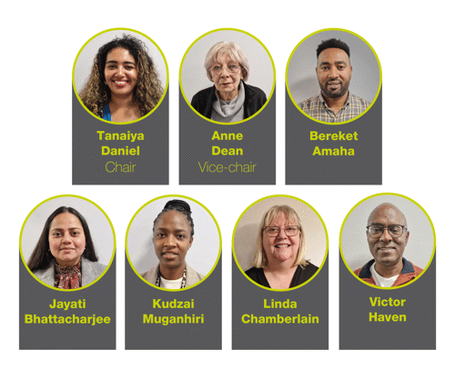 A poster showing the seven current members of the Housing Assurance Board